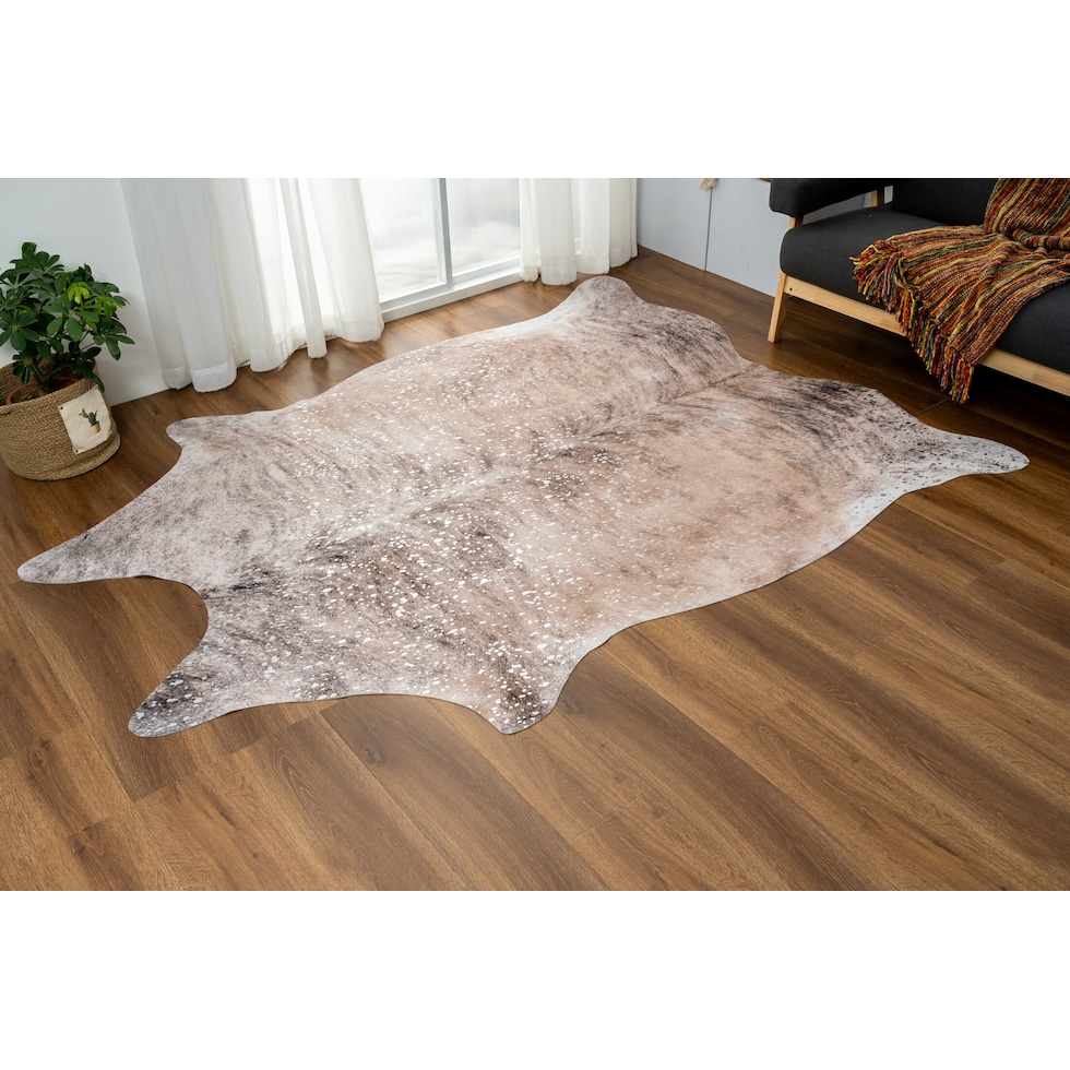 faux hide light brown area rug  x    