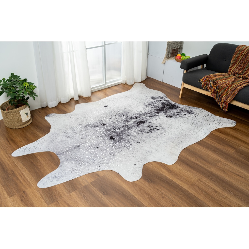 faux hide white area rug  x    