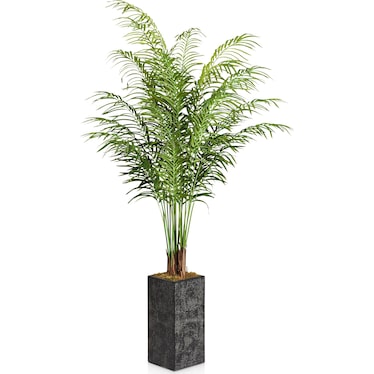 Faux 7.5' Areca Palm Plant with Black Sanibel Planter - Medium