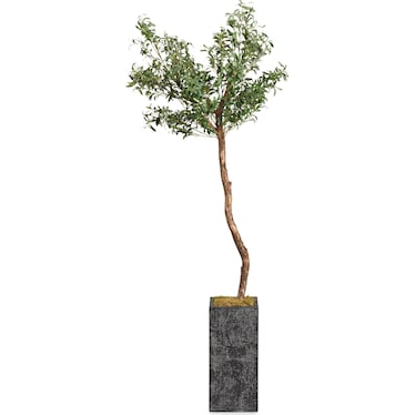 Faux 6.5' Olive Tree with Black Sanibel Planter - Medium