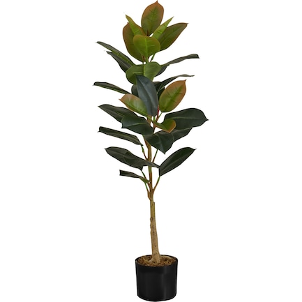 Faux Rubber Tree with Black Planter