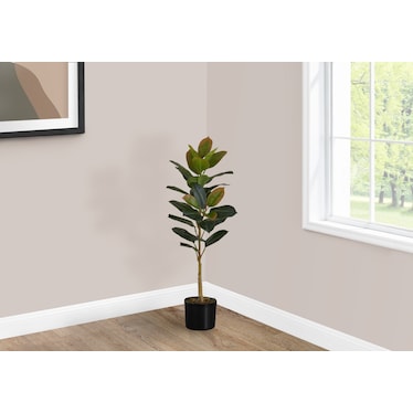 Faux Rubber Tree with Black Planter