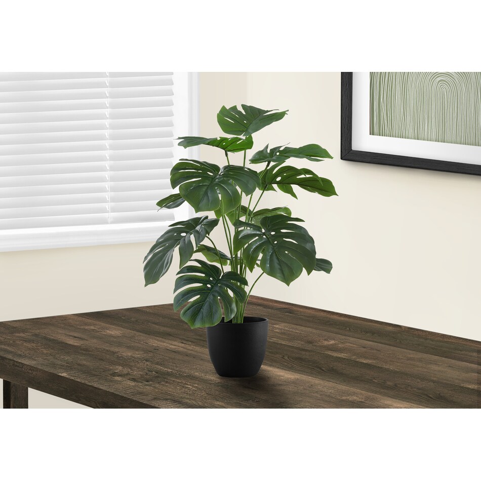Faux Monstera Plant with Black Planter Value City Furniture