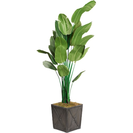 Faux 9' Travellers Palm Tree with Farmhouse Wood Planter - Large