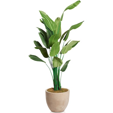 Faux 9' Travellers Palm Tree with Sandstone Planter - Large
