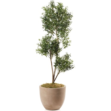 Faux 7.5' Olive Tree with Sandstone Planter - Large
