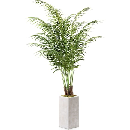 Faux 7.5' Areca Palm Plant with White Sanibel Planter - Medium