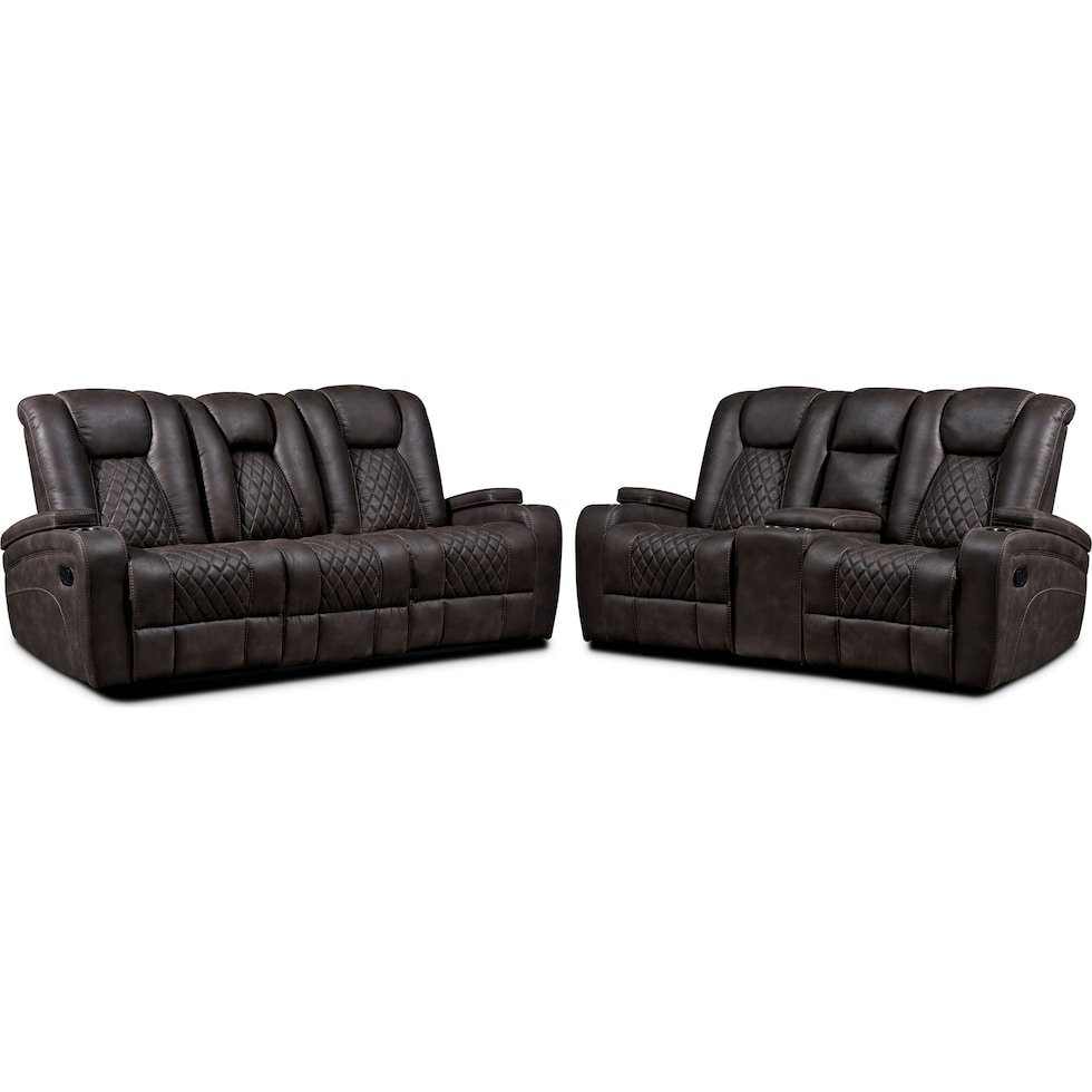 felix dark brown  pc manual reclining living room   