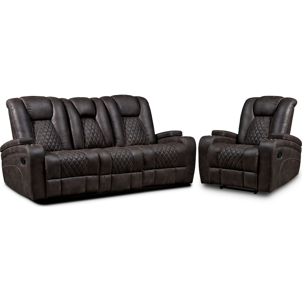 felix dark brown  pc manual reclining living room   