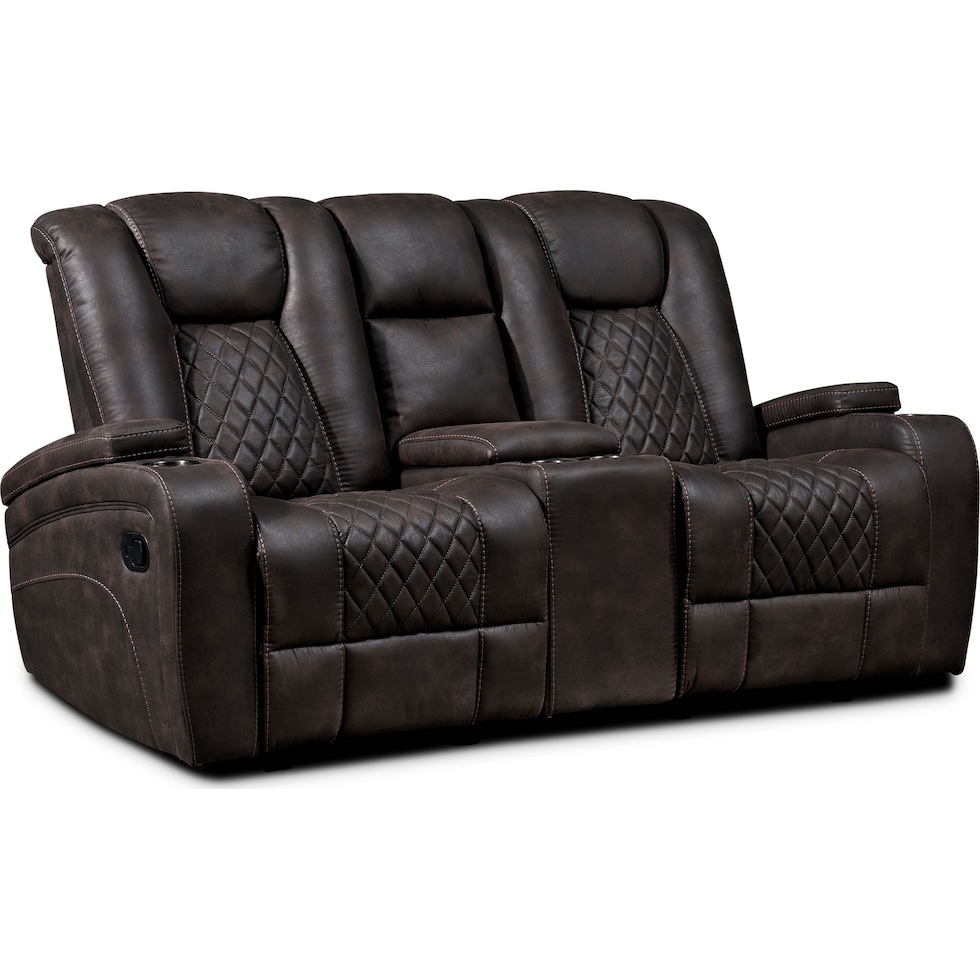 felix dark brown manual reclining loveseat   