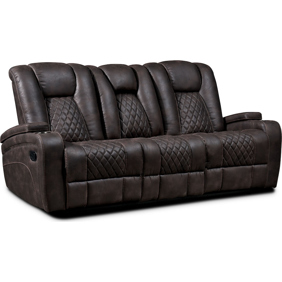 felix dark brown manual reclining sofa   