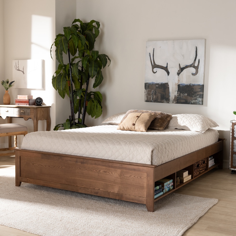 felizia ash walnut king bed   