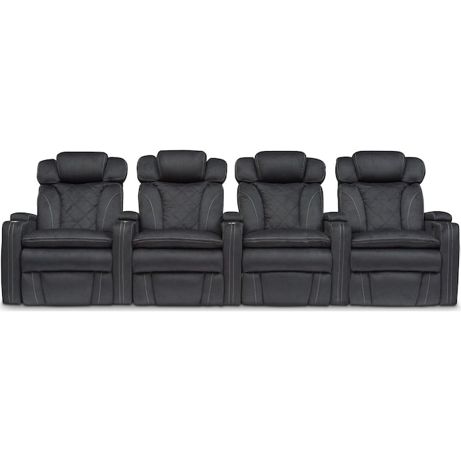 Living Room Furniture - Fiero 4-Piece Dual-Power Reclining Home Theater Sectional