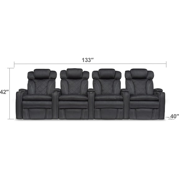 Living Room Furniture - Fiero 4-Piece Dual-Power Reclining Home Theater Sectional