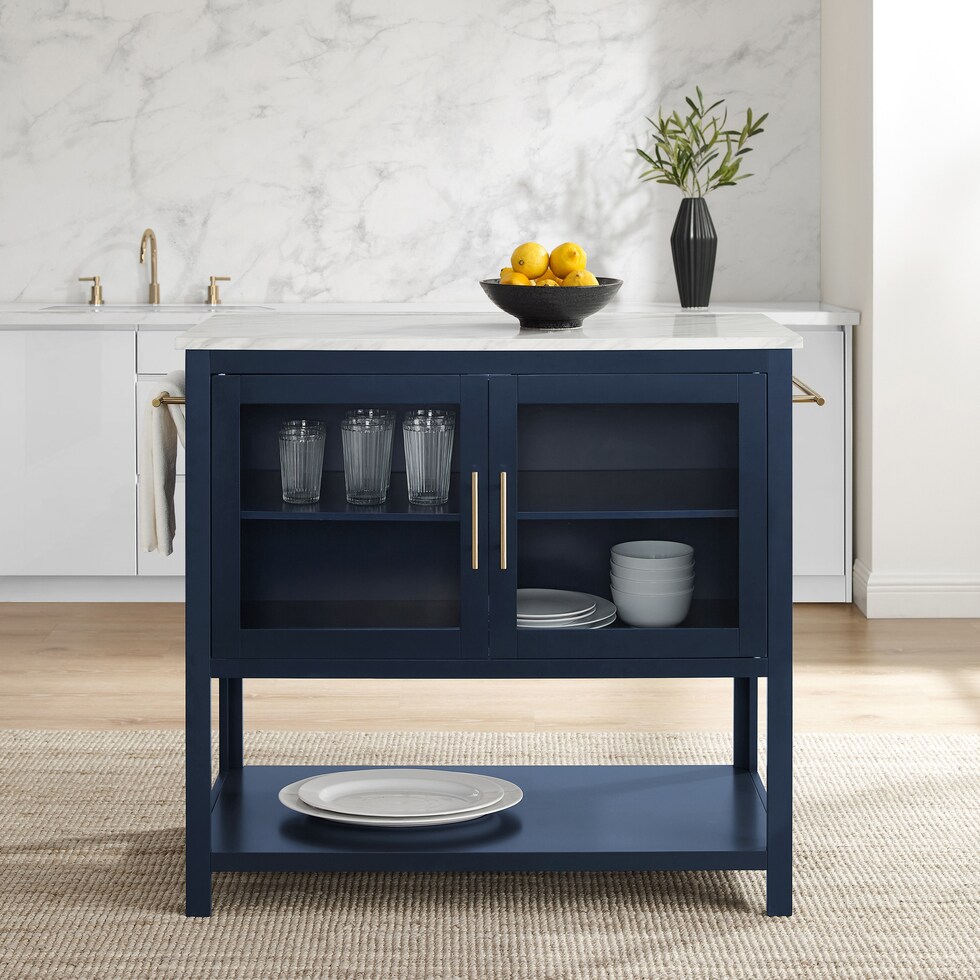 flora navy white kitchen island   