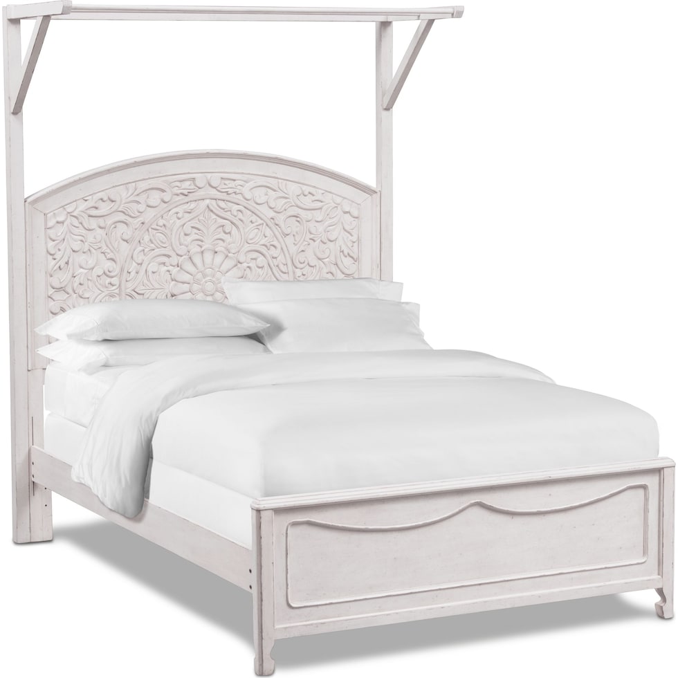 florence white full canopy bed   