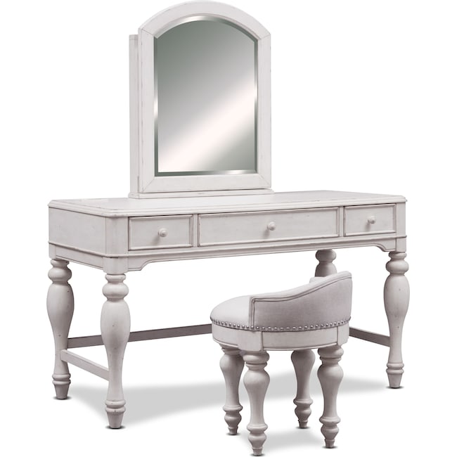 Accent and Occasional Furniture - Florence Vanity with Mirror and Stool