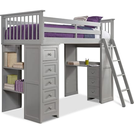 Flynn Loft Bed With Desk And Chest, White Bunk Bed With Desk Underneath