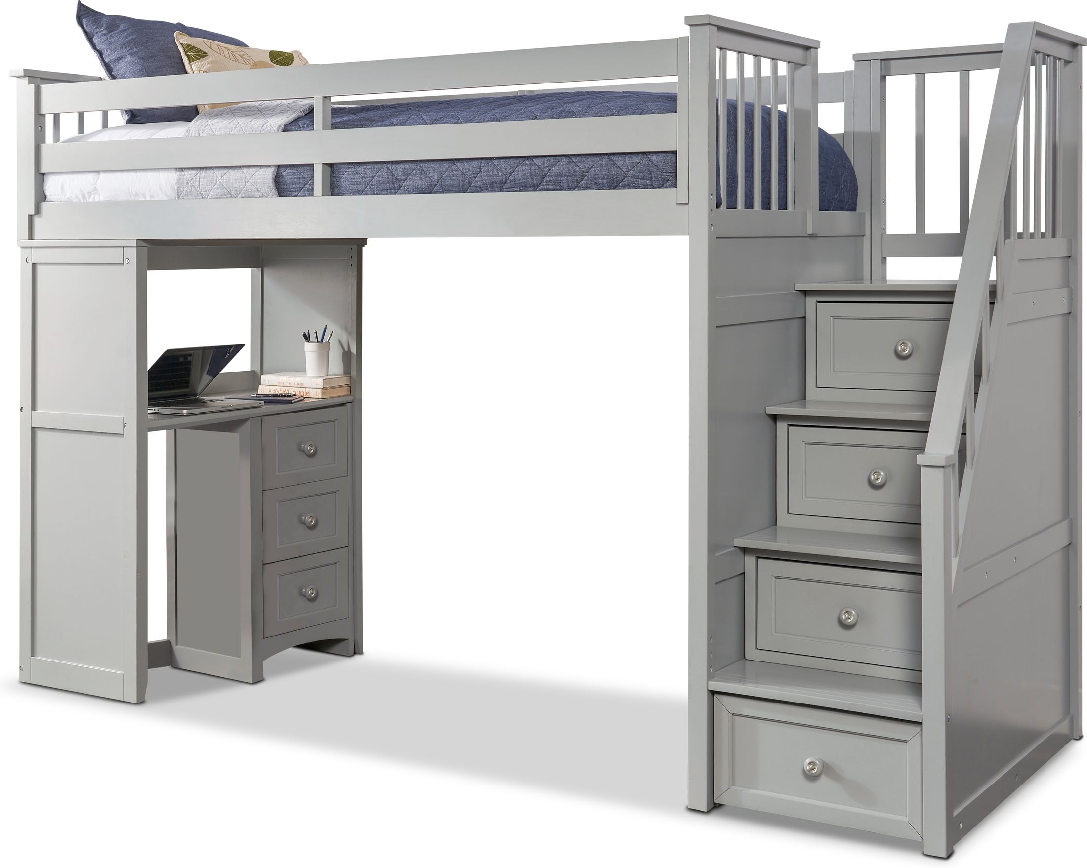 Flynn Loft Bed With Storage Stairs And, Twin Loft Bed With Dresser Underneath