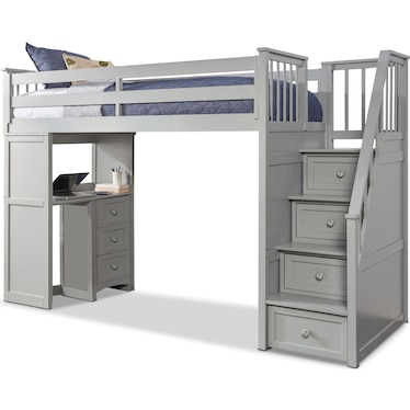 Flynn Loft Bed with Storage Stairs and Desk