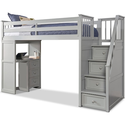 Flynn Loft Bed With Storage Stairs And, Full Loft Bunk Bed With Stairs