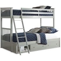 flynn youth gray twin over full bunk bed with drawer storage   