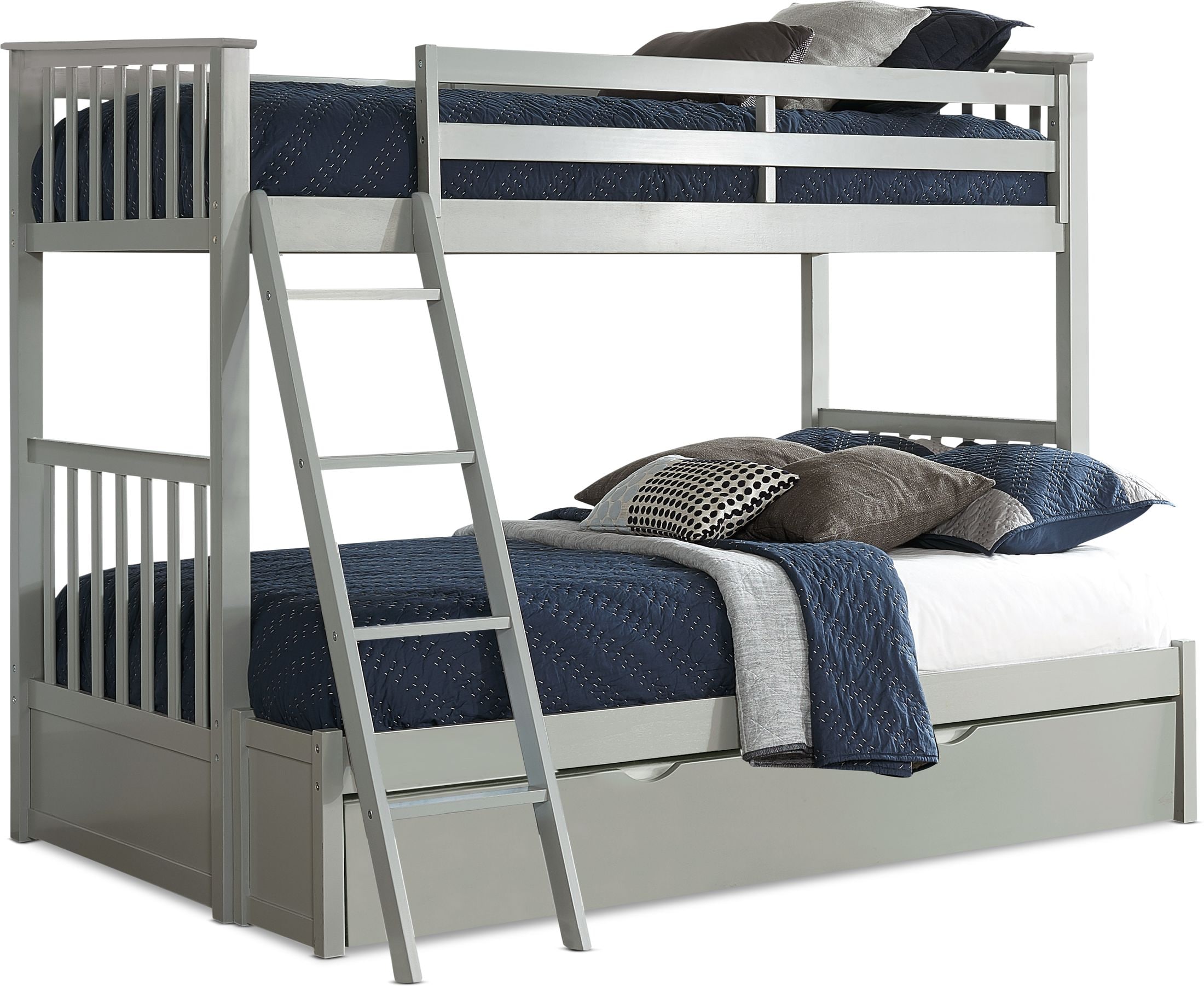 Flynn Twin over Full Trundle Bunk Bed Gray Value City Furniture