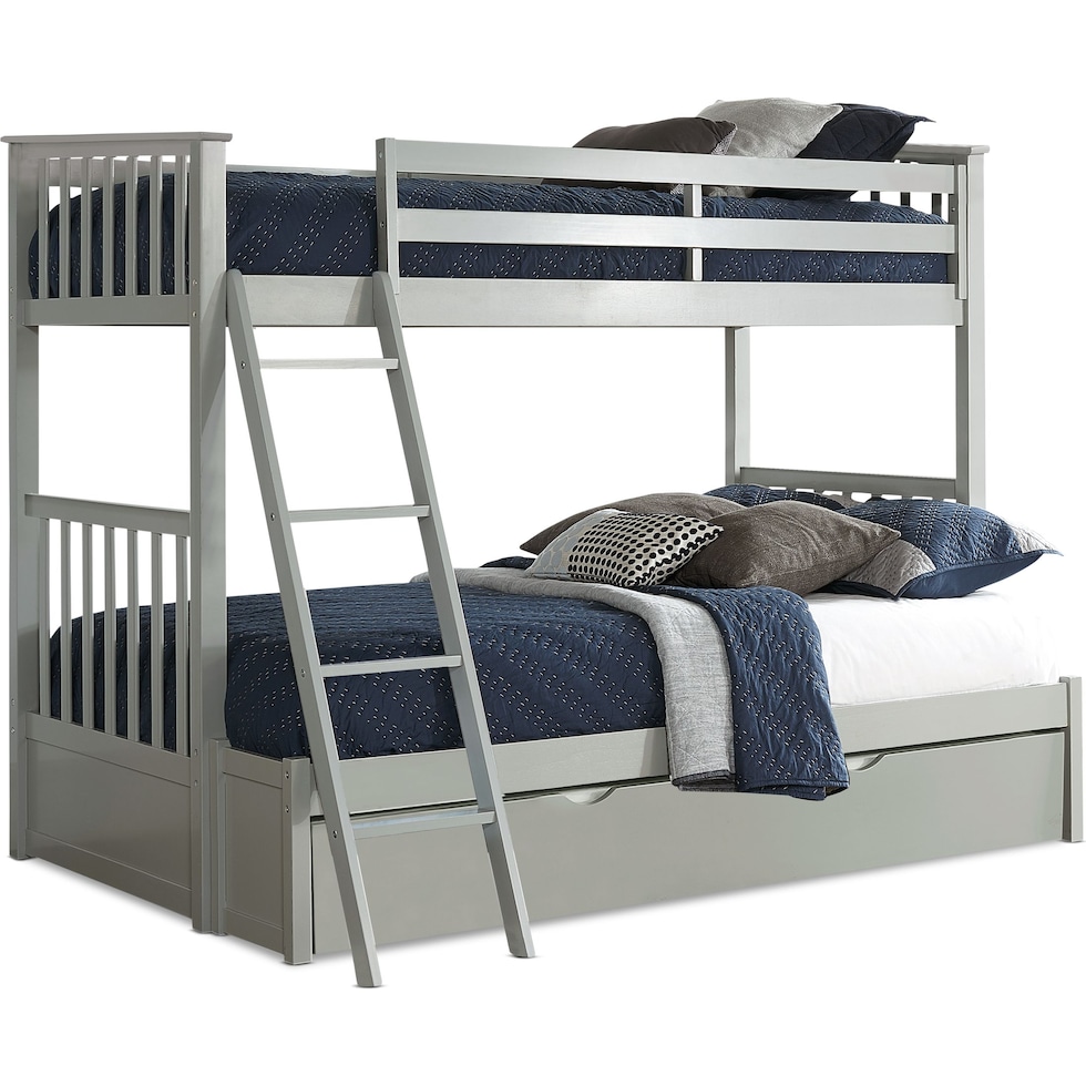 flynn youth gray twin over full bunk bed with trundle   