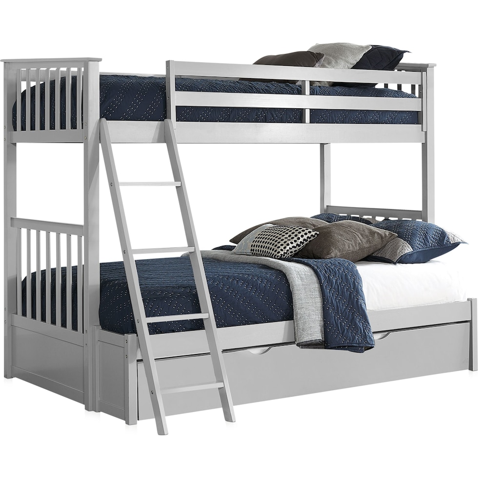 flynn youth gray twin over full bunk bed with trundle   