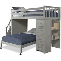 flynn youth gray twin over full loft bed with chest   