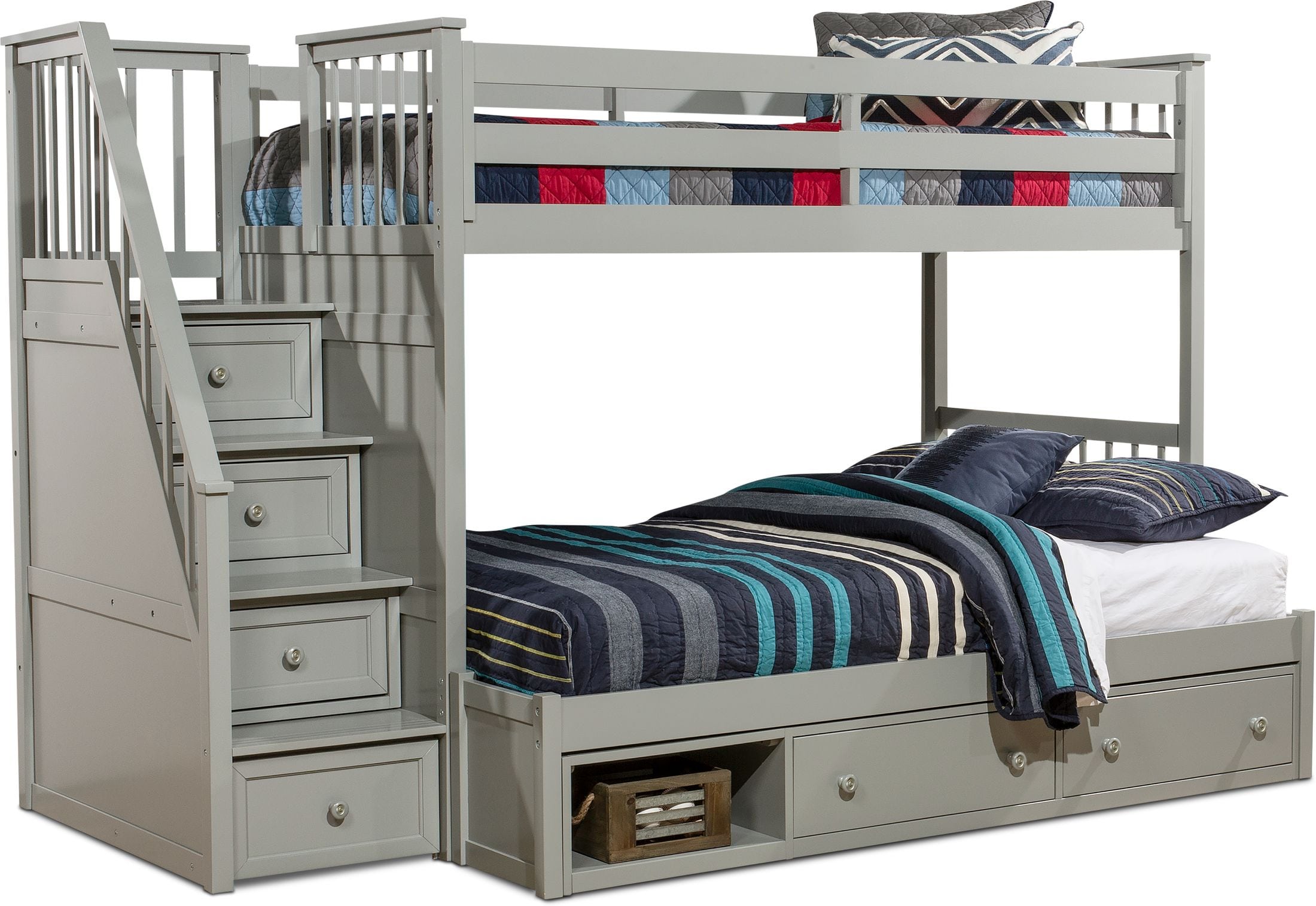 Twin Over Full Bunk Bed With Stairs And, Warner Espresso Twin Over Full Bunk Bed With Stairs