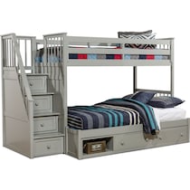 flynn youth gray twin over full stair bunk bed with storage   