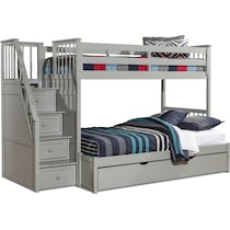 flynn youth gray twin over full stair bunk bed with trundle   