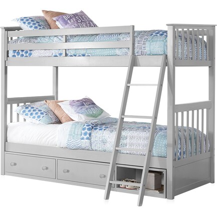 Flynn Twin over Twin Storage Bunk Bed - Gray