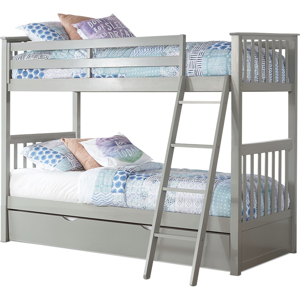 flynn youth gray twin over twin bunk bed with trundle   