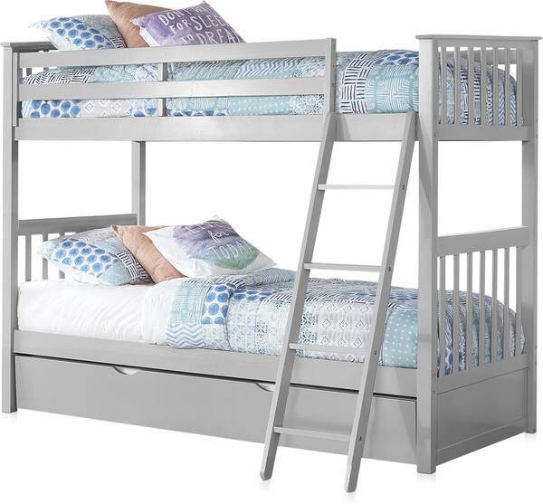 Flynn Twin over Twin Trundle Bunk Bed Gray Value City Furniture
