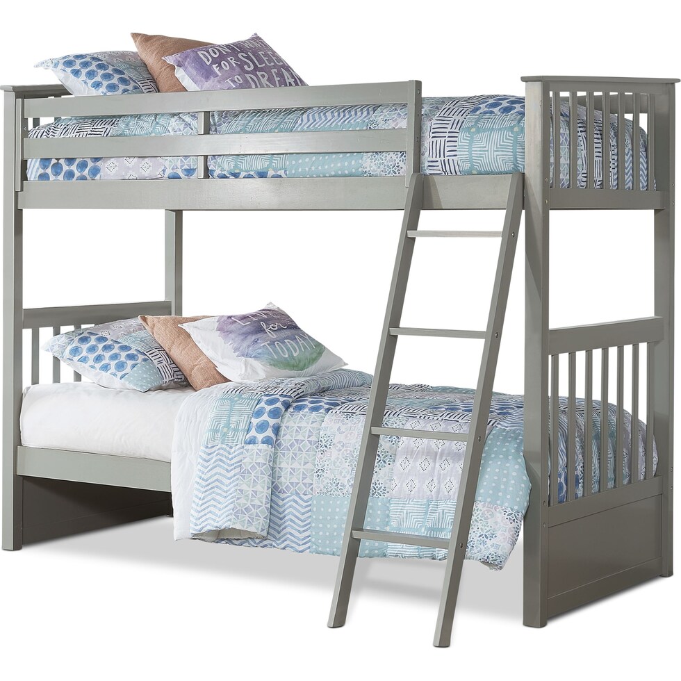 flynn youth gray twin over twin bunk bed   