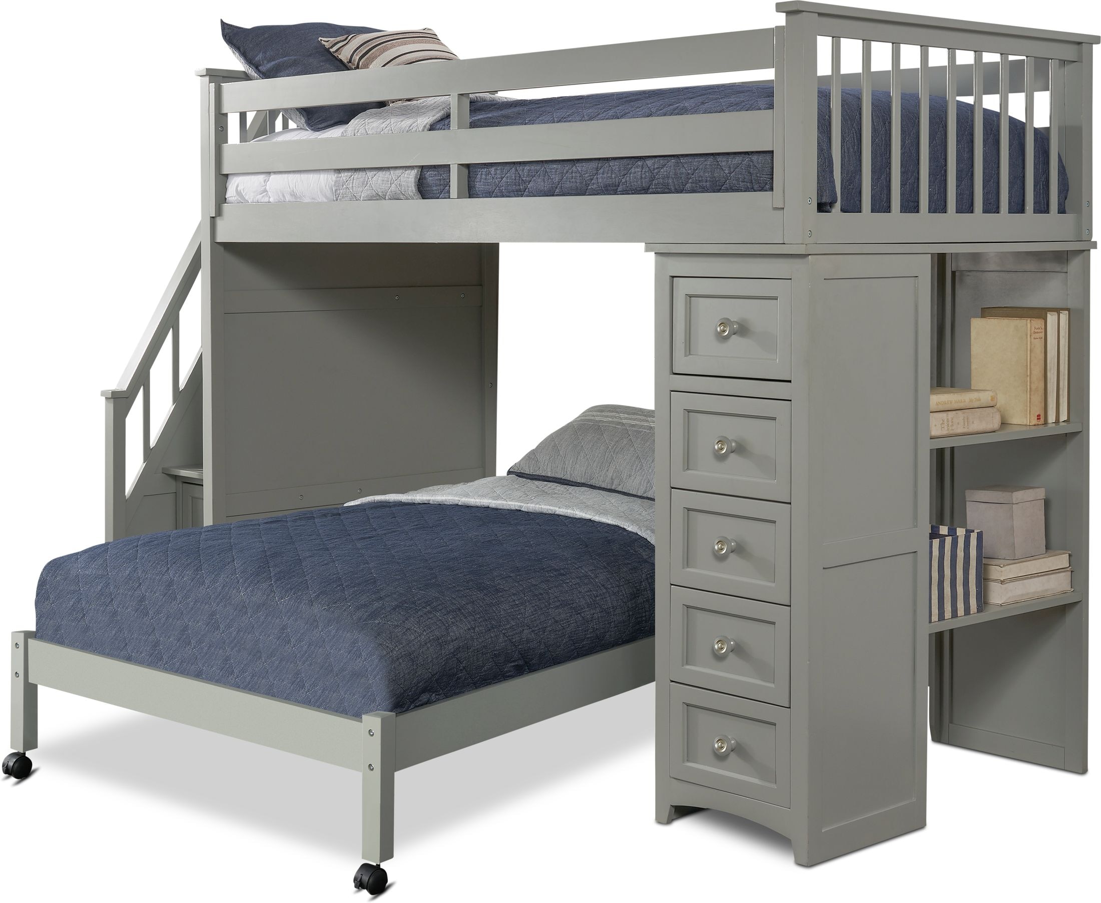 Undefined Value City Furniture, Twin Over Full Loft Bunk Bed With Desk