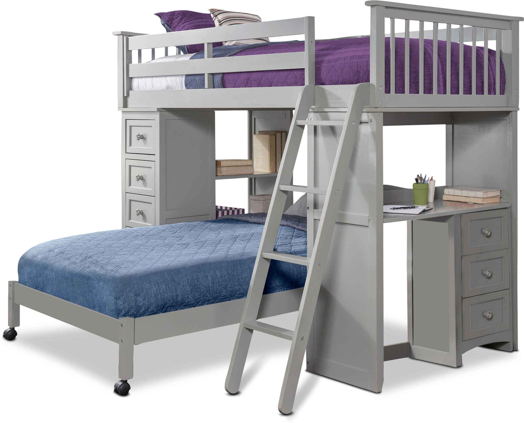 twin over twin loft bed with desk