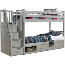 flynn youth gray twin over twin stair bunk bed with storage   