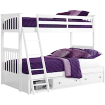 flynn youth white twin over full bunk bed with drawer storage   