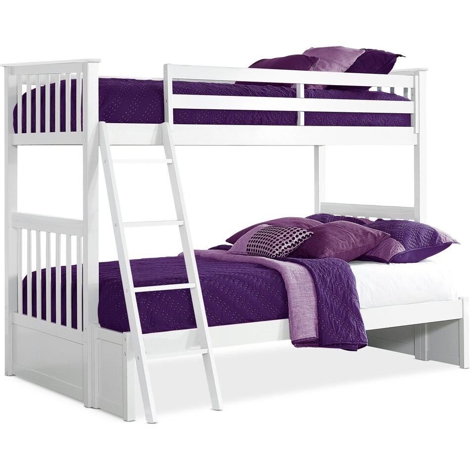 flynn youth white twin over full bunk bed   