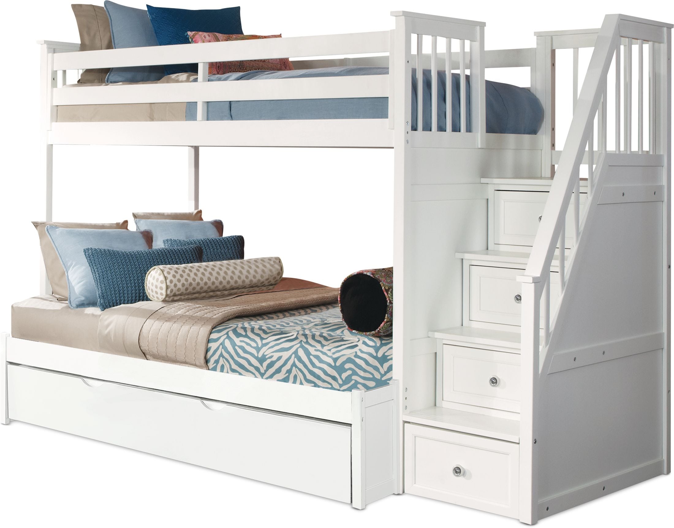Undefined Value City Furniture, Twin Over Full Bunk Bed With Trundle And Staircase