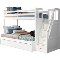 flynn youth white twin over full stair bunk bed with trundle   