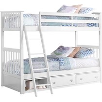 flynn youth white twin over twin bunk bed with drawer storage   