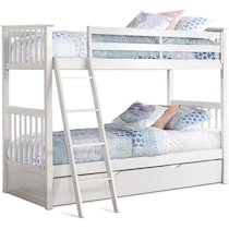 flynn youth white twin over twin bunk bed with trundle   