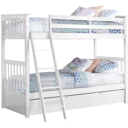 Flynn Twin over Twin Trundle Bunk Bed - White