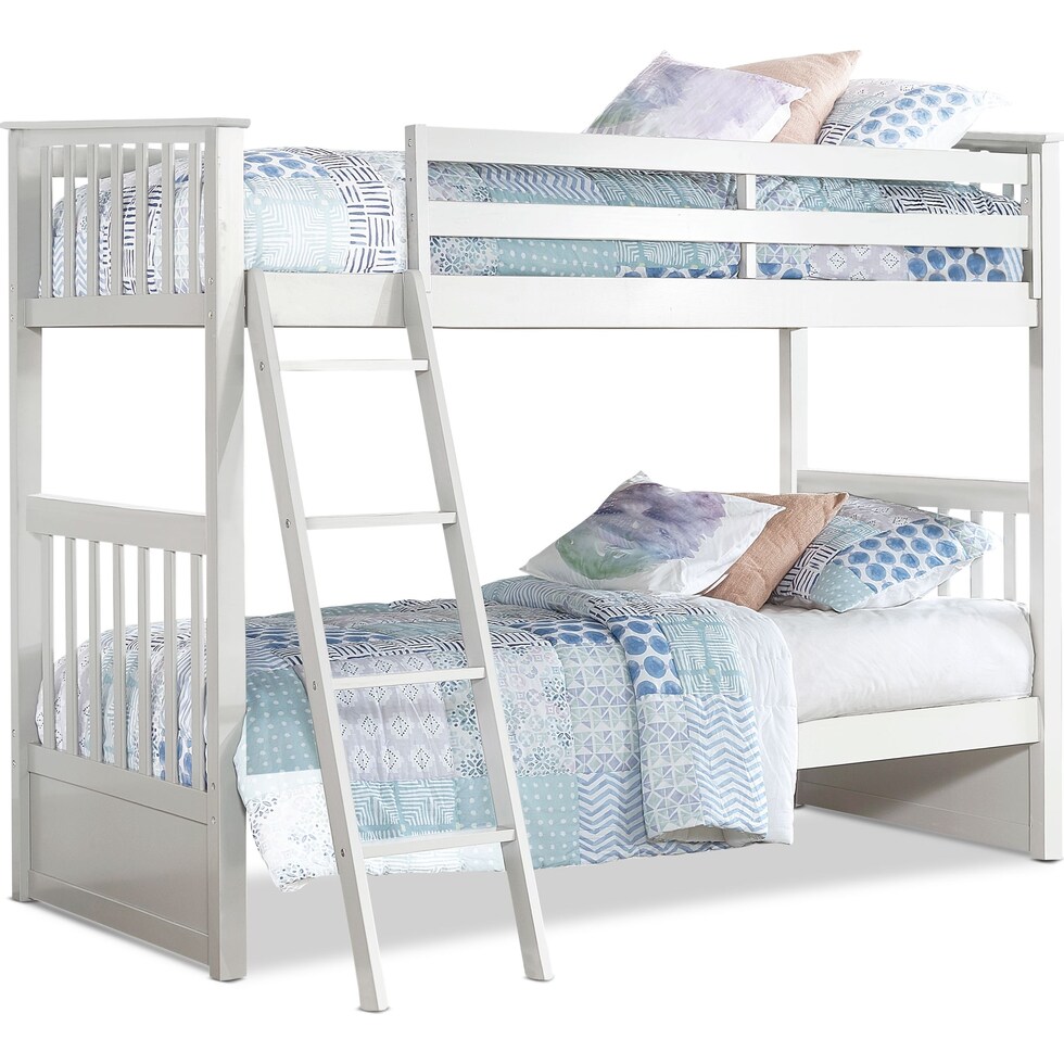 flynn youth white twin over twin bunk bed   