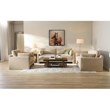 Forbes Foam Comfort 3 Pc. Living Room - Midcentury Sand