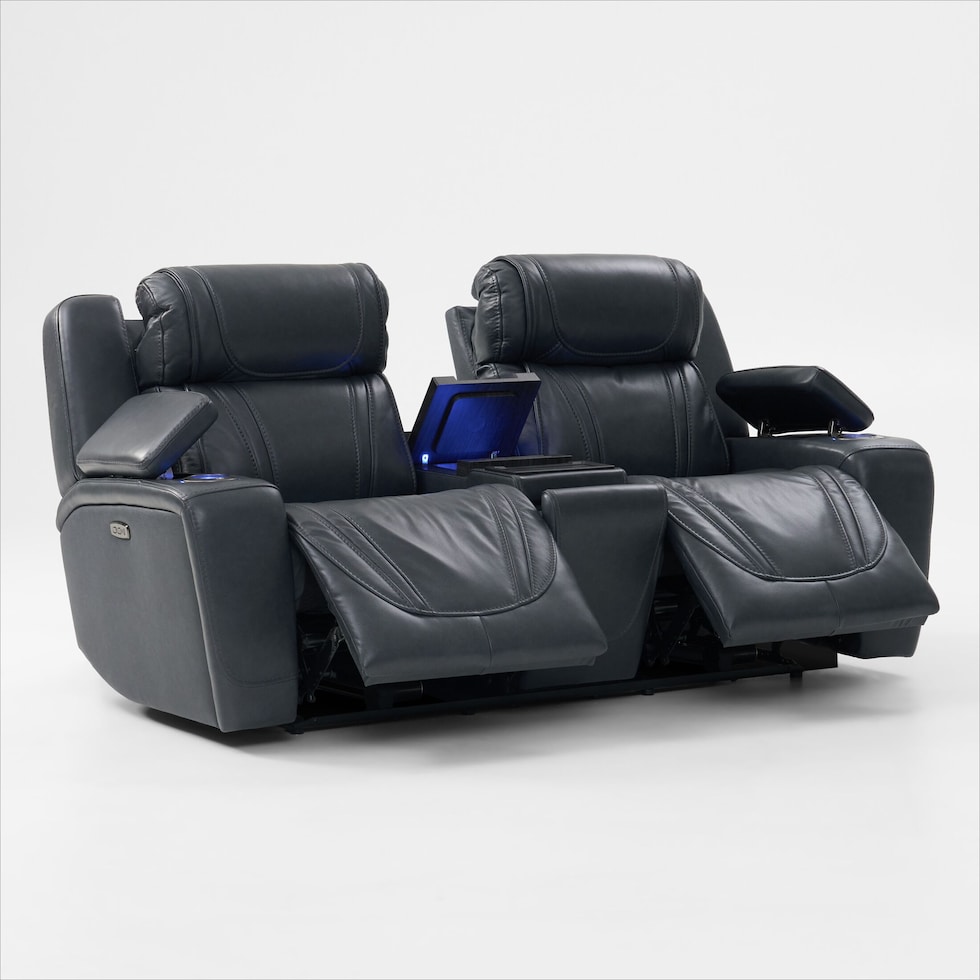 forte blue power reclining loveseat   